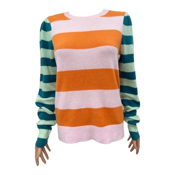 Halogen x Atlantic-Pacific Sweaters - Halogen x Atlantic-Pacific Mix Stripe Puff Sleeve Sweater NWT
